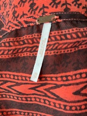 Free People Feather in the Wind tunic sheer, printed fabric  beaded accents XS